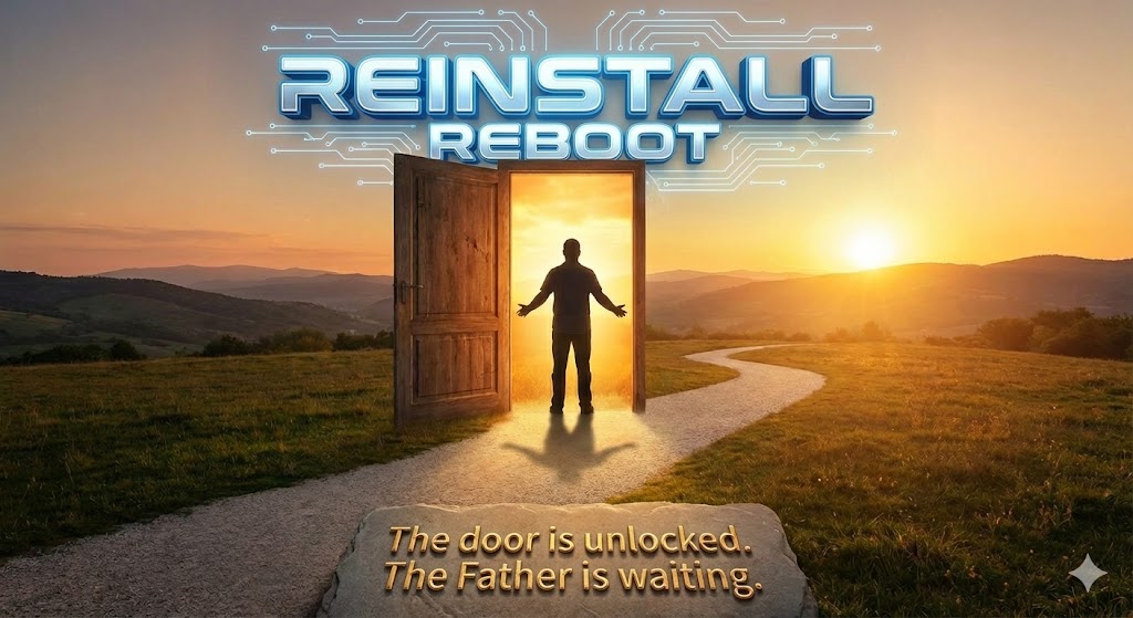 Conceptual visual: Final ending image depicting transition from servant to son—on one side, a distant, closed palace; on the other, a warmly lit home with a Father welcoming the former servant to the family table